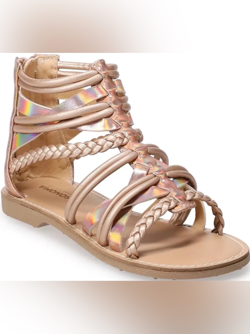 Sonoma Emille Rose Gold Braided Gladiator Sandals